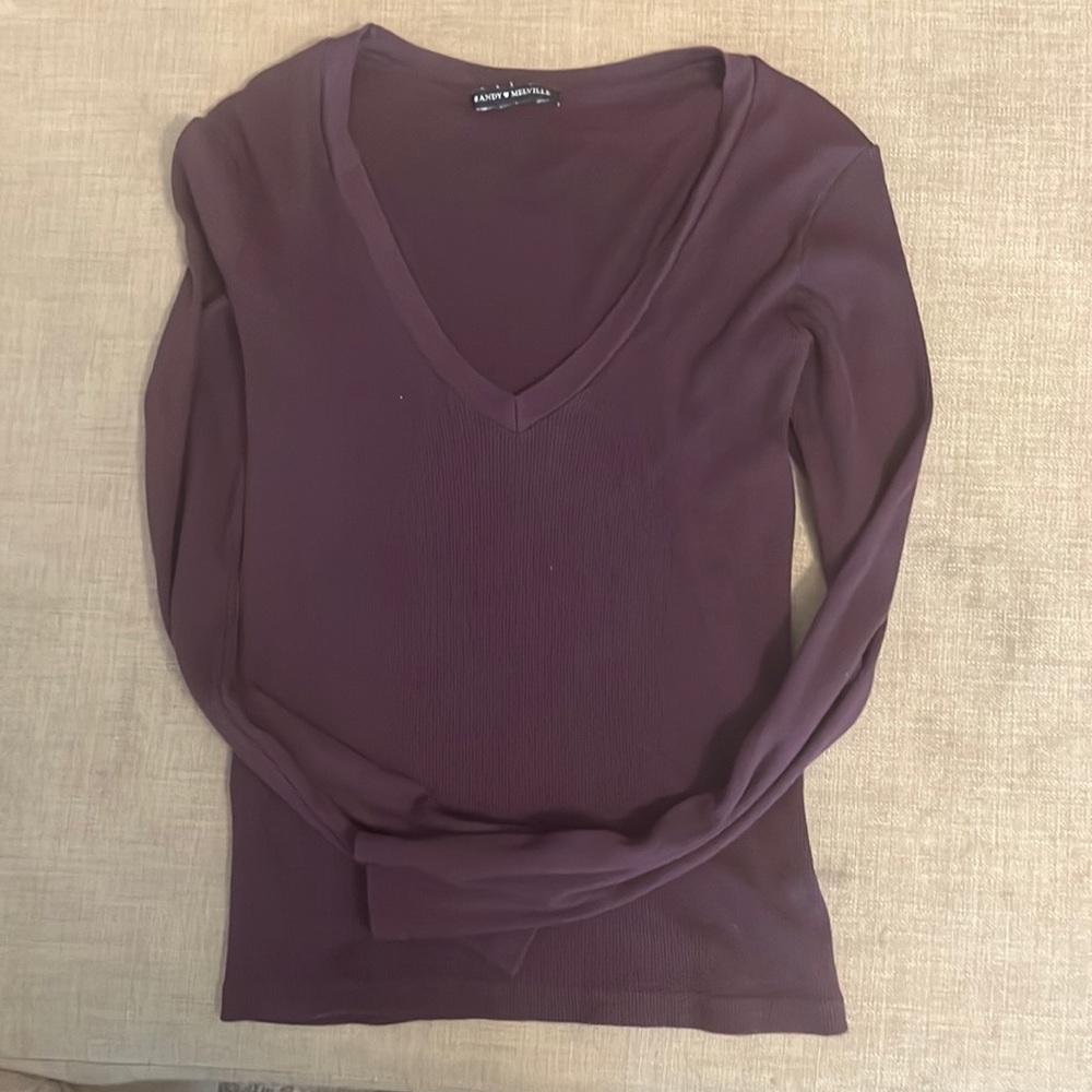 Brandy Melville Purple Long Sleeve V-Neck Tee Shirt